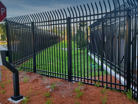 Black aluminum spear-top security fence with gate by Premier Fence of SWFL